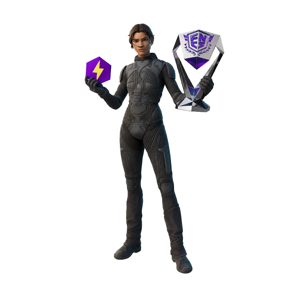 Skin competitiva Fortnite com troféu